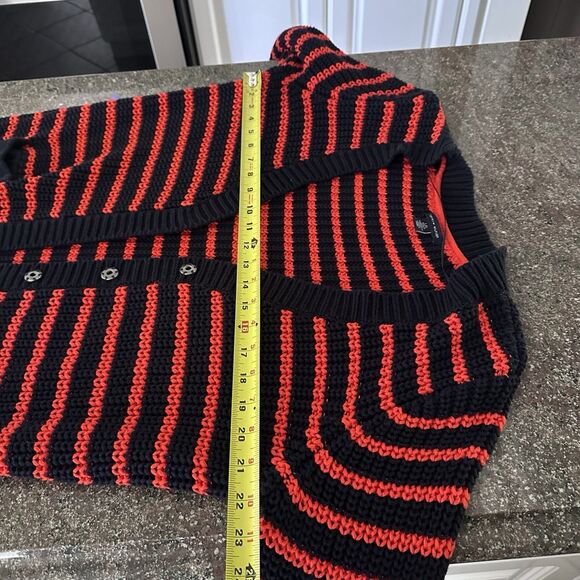 Tommy Hilfiger Womens Nordic Cable Knit Cardigan Size L/G Orange/ Navy - Picture 9 of 10